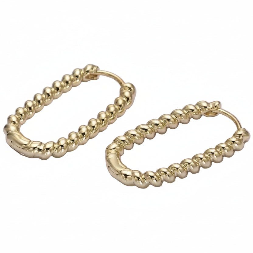 14K Gold Filled Twisted Oblong Huggies