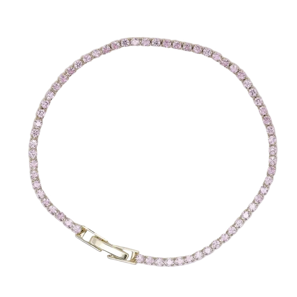 24K Gold Filled Pink Tennis Bracelet